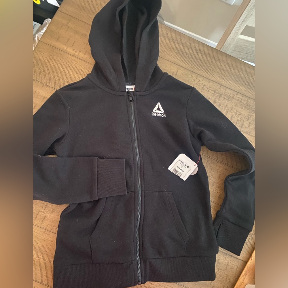 Reebok Black Kids Full-Zip Hoodie with Logo